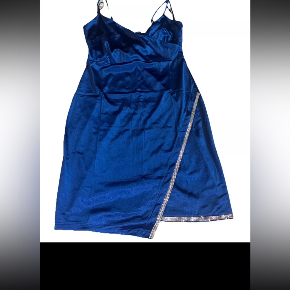 Liz & Sara Womens Size Medium Bodycon Side Cinch Sexy Blue Dress Bling